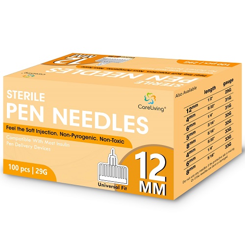 Pen Needles 29 Gauge, 12 mm, Pack of 100